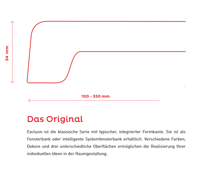 Fensterbank Renovierung „Weiß“ Tiefe 380mm Kunststoff inkl