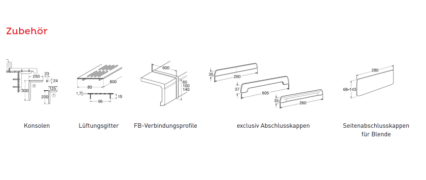 Werzalit Zubehör und Sonderleistungen
